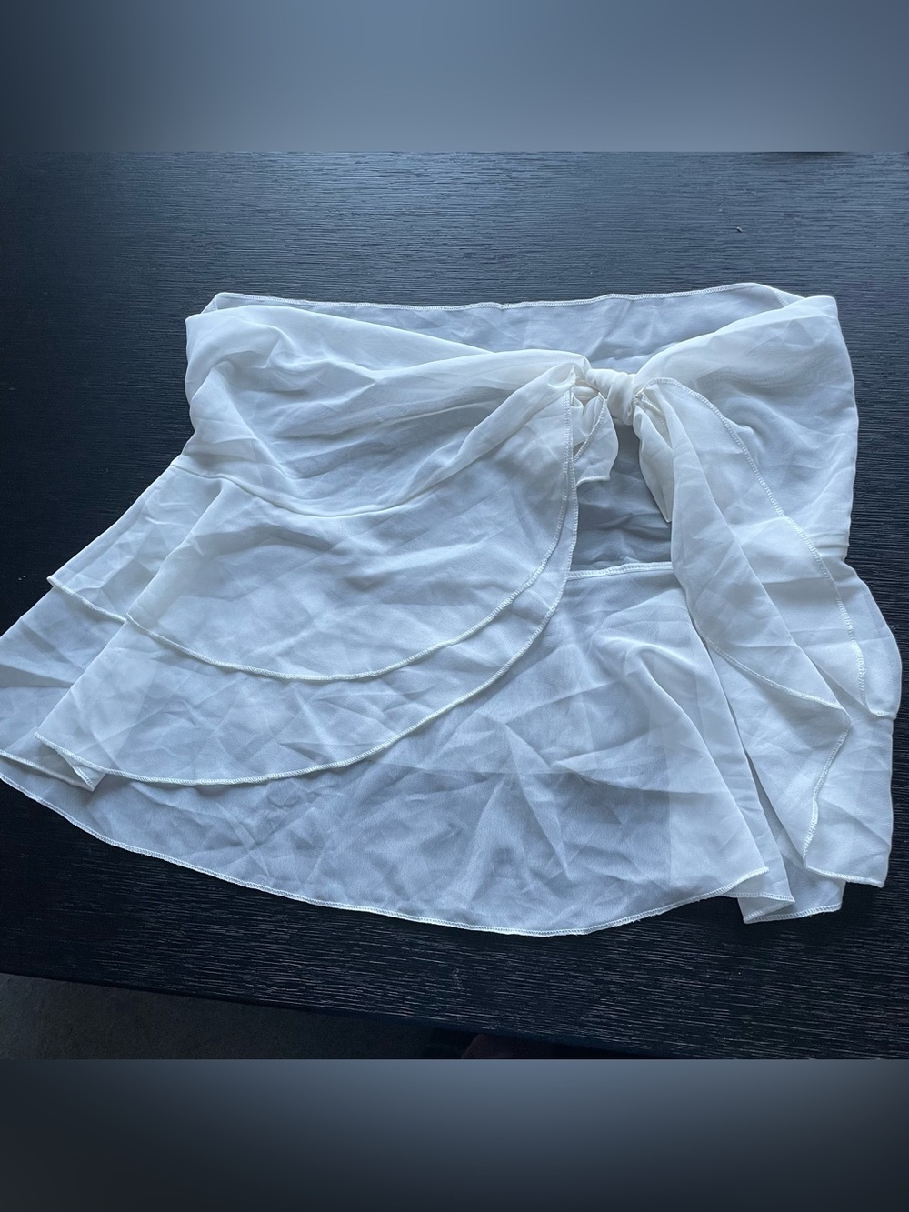 Sheer white beach coverup with ruffles